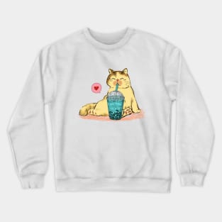 Funny Cat Bubble Tea Lover Crewneck Sweatshirt